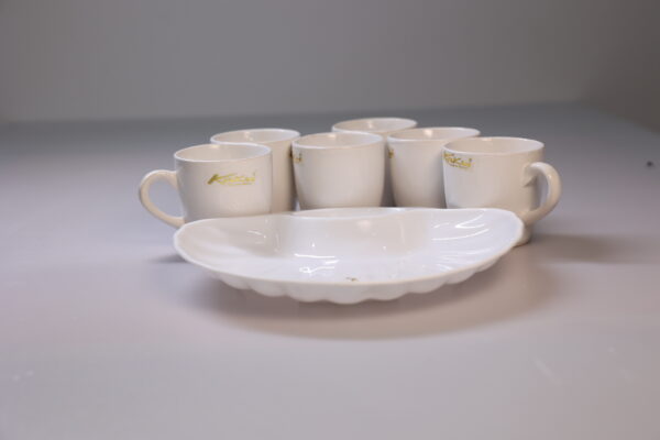 Ivory Ceramic Mugs with Round Snack Platter