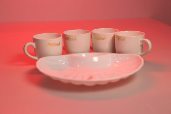 Ivory Ceramic Mugs with Round Snack Platter - Image 3