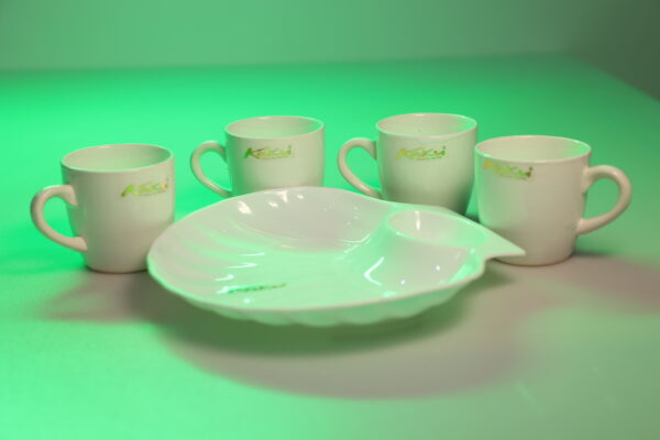 Ivory Ceramic Mugs with Round Snack Platter - Image 4