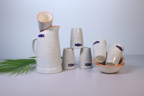 Rustic Stoneware Jug & Tumbler Set - Image 3