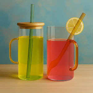Dual-Colored Gradient Glass Juice Mugs – Set of 2