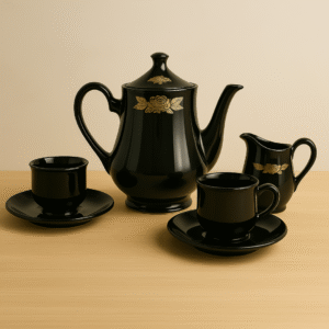 Luxora Black & Gold Ceramic Tea Set (15-Piece)