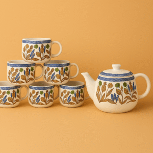 Hand-Painted Floral Ceramic Tea Set