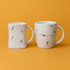 White Ceramic Marble-Effect Mugs (Set of 2 – Sleek & Classic)