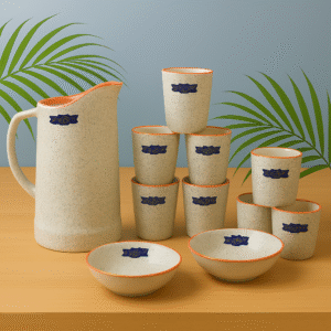 Rustic Stoneware Jug & Tumbler Set