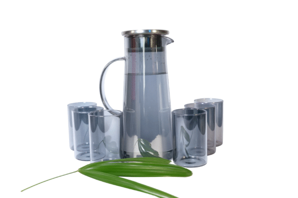 Smokey Black Premium Glass Jug Set with 6 Tumble - Image 5