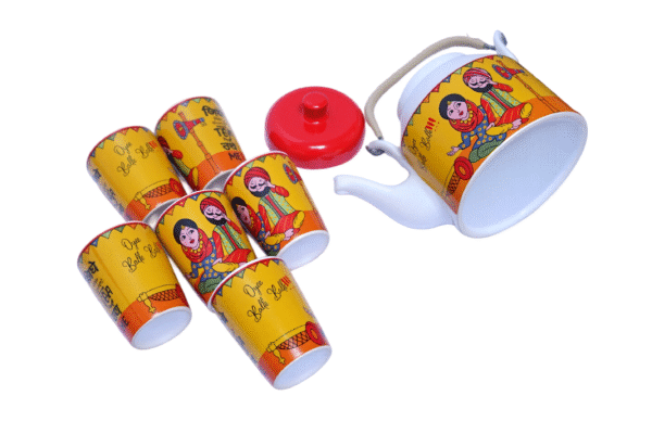 Oye Balle! Handpainted Kettle & Glass Set (7-Piece) - Image 2