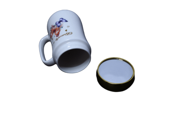 Butterfly Ceramic Mug with Golden Lid - Image 2