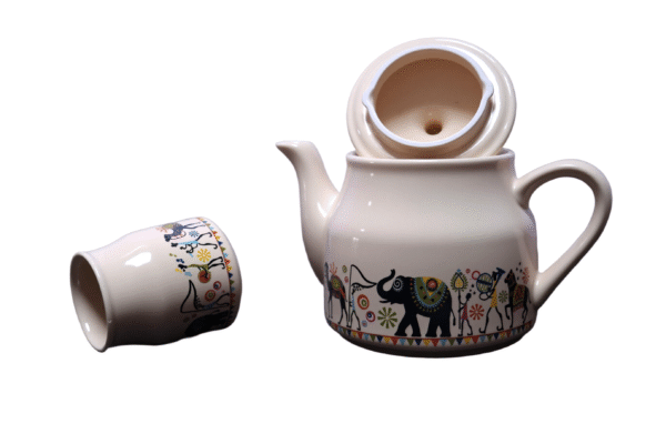 Hand-Painted Elephant Theme Ceramic Tea Set-1-kettle-5-mugs - Image 5
