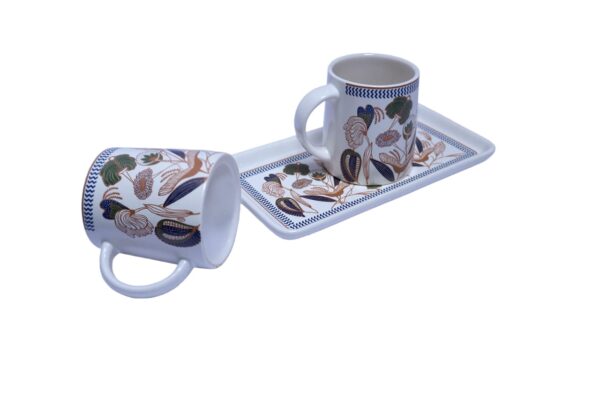 Mug & Tray Ceramic Gift Set – Handpainted Botanical Design - Image 3