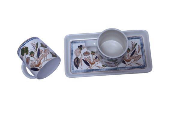 Mug & Tray Ceramic Gift Set – Handpainted Botanical Design - Image 4