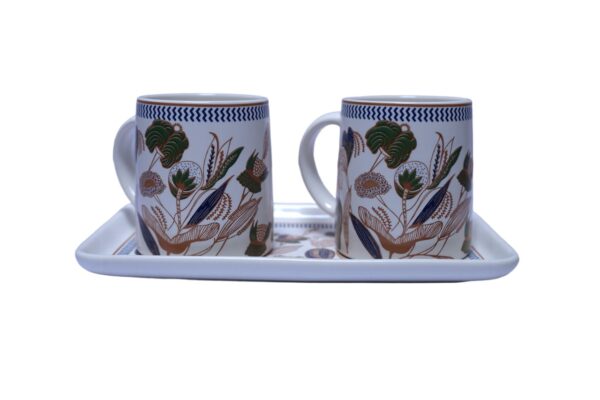 Mug & Tray Ceramic Gift Set – Handpainted Botanical Design - Image 2