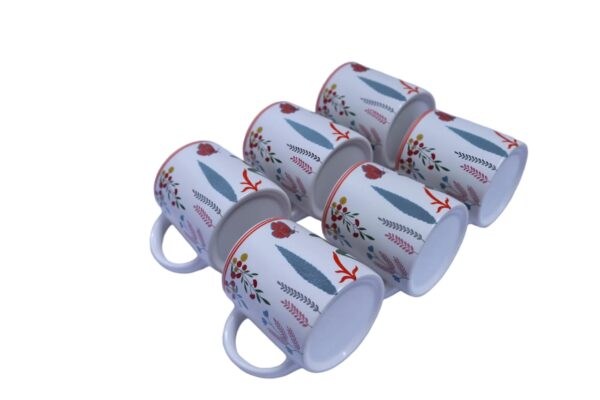 Handcrafted Ceramic Mug Set – Deer & Butterfly Design (Set of 6) - Image 3