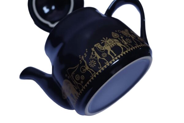 Black Ceramic Mug Set with Golden Deer Artwork (Set of 7) - Image 4