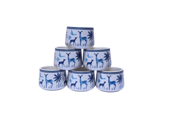 Blue Deer Ceramic Cup Set (6 pcs) - Image 3
