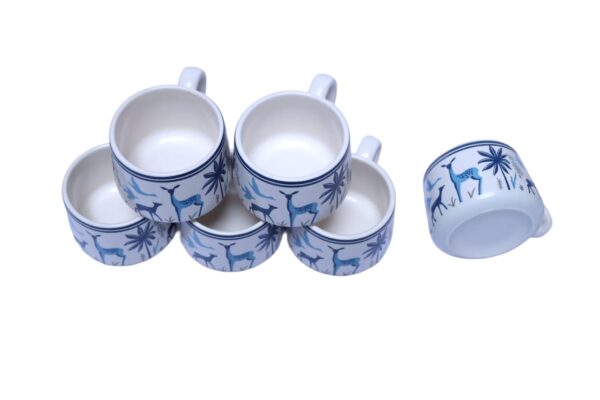 Blue Deer Ceramic Cup Set (6 pcs) - Image 4