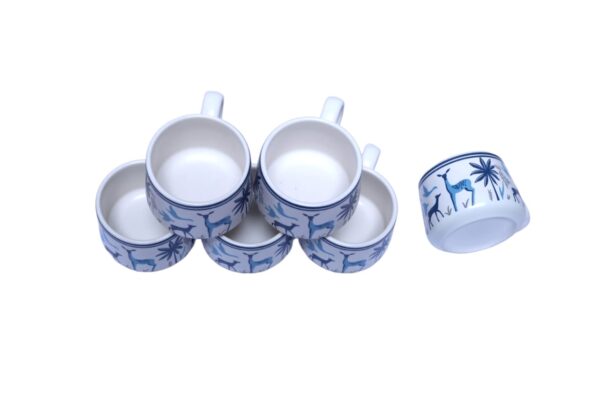 Blue Deer Ceramic Cup Set (6 pcs) - Image 2