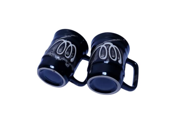 Artistic Black Ceramic Mug Set – 'Nom' Calligraphy Design (Set of 2) - Image 3